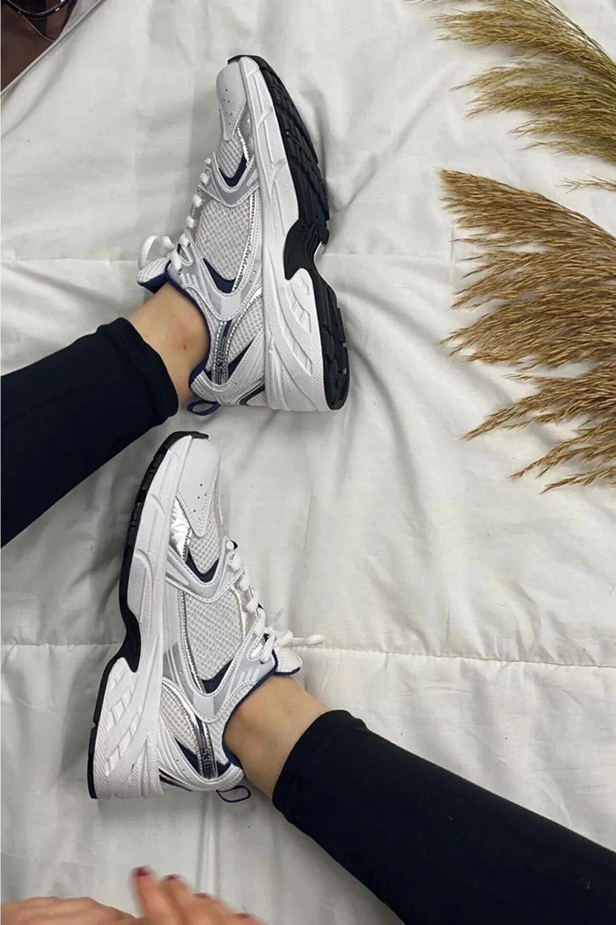 Unisex Lacivert Beyaz Günlük Rahat Spor Ayakkabı Sneaker